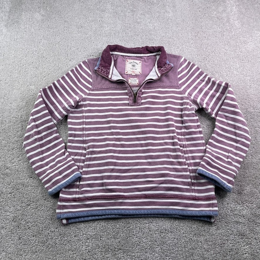 Fat Face Iconic Airlie Sweatshirt Womens 2 Purple‎ Stripes Half Zip Pullover